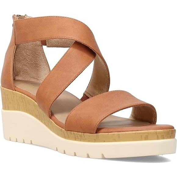 Soul Naturalizer Women's Goodtimes Ankle Strap Wedge Sandals, Toffee Size 10M - Picture 1 of 7